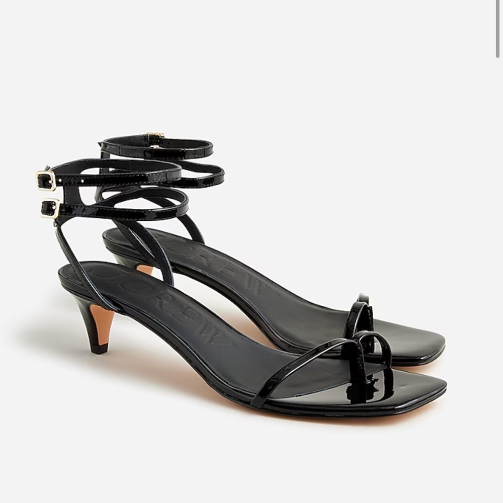 J Crew Zadie Double Ankle Strap Heels in Leather 7 NEW